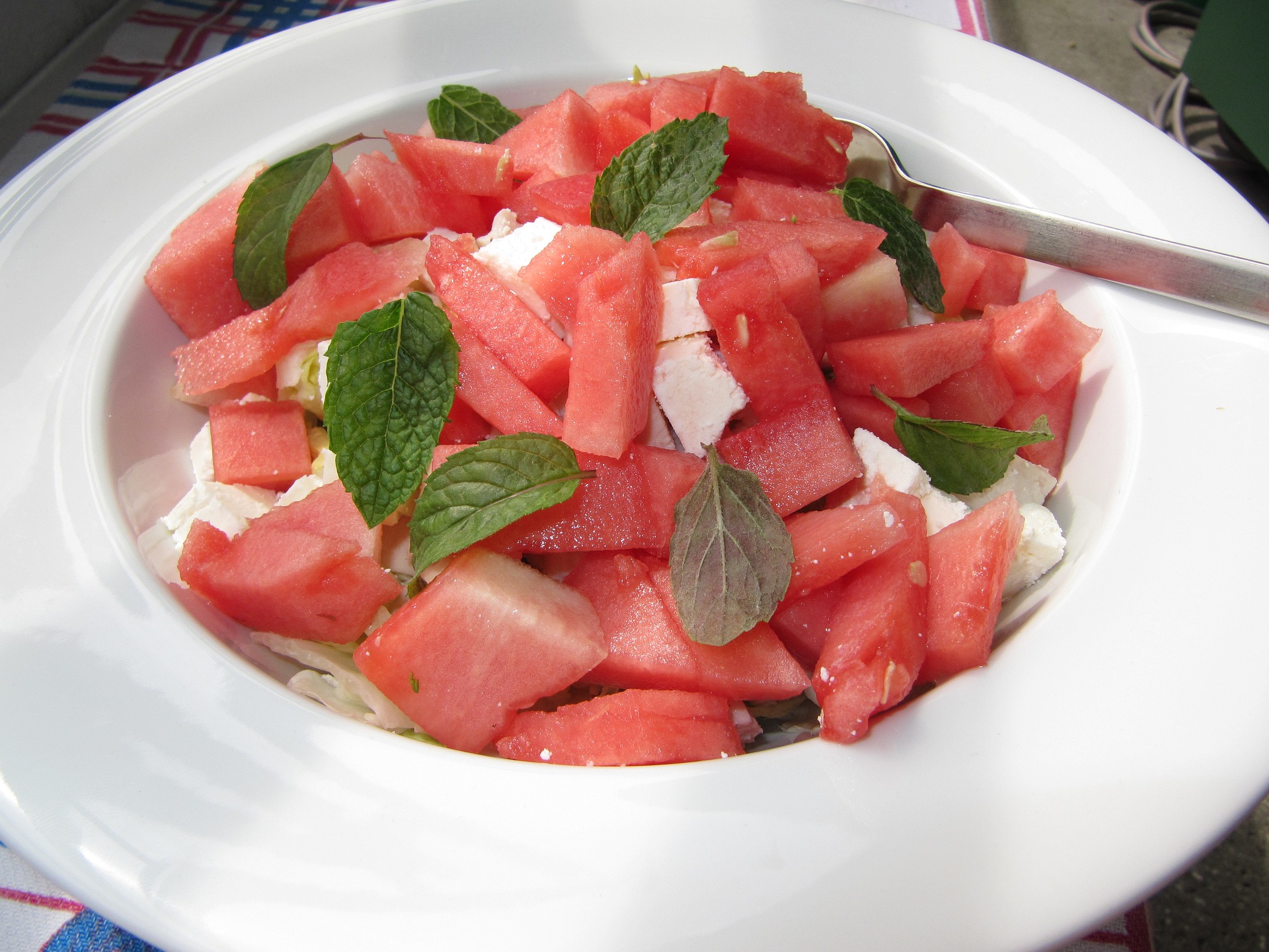 Recept voor watermeloen met feta en munt